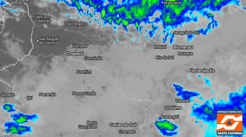 Monitoramento Meteorológico DC/SC 12/08 18:00 - Secretaria de Estado da Proteção e Defesa Civil de Santa Catarina