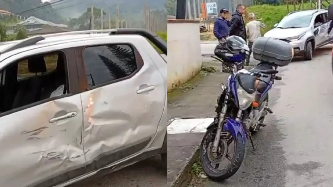 (VÍDEO) Motociclista fica ferido após colisão com Fiat Strada no Águas Claras