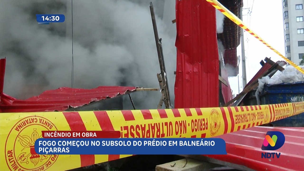 Incêndio em obra mobiliza bombeiros em Balneário Piçarras