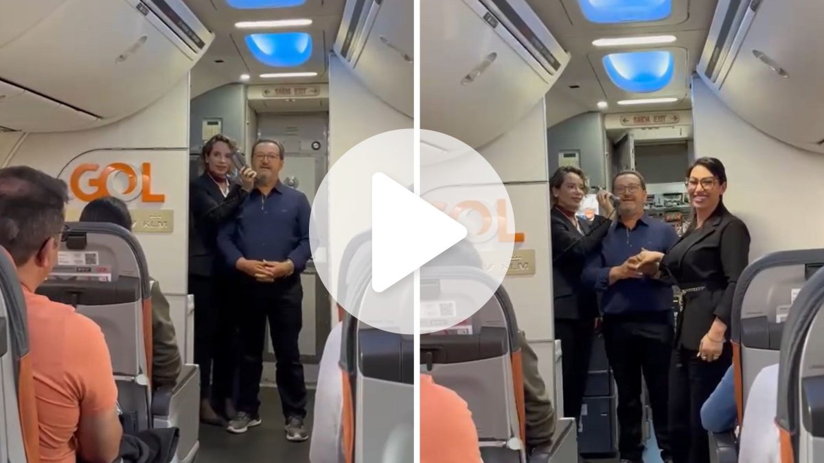 ‘A festa é por conta deles’: catarinense surpreende passageiros com pedido de casamento em voo