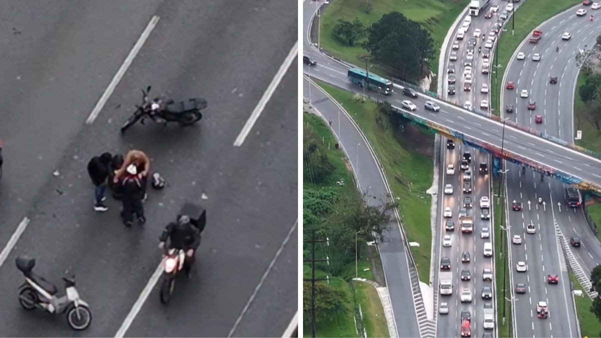 Via Expressa em Florianópolis fica interditada após acidente envolvendo duas motocicletas