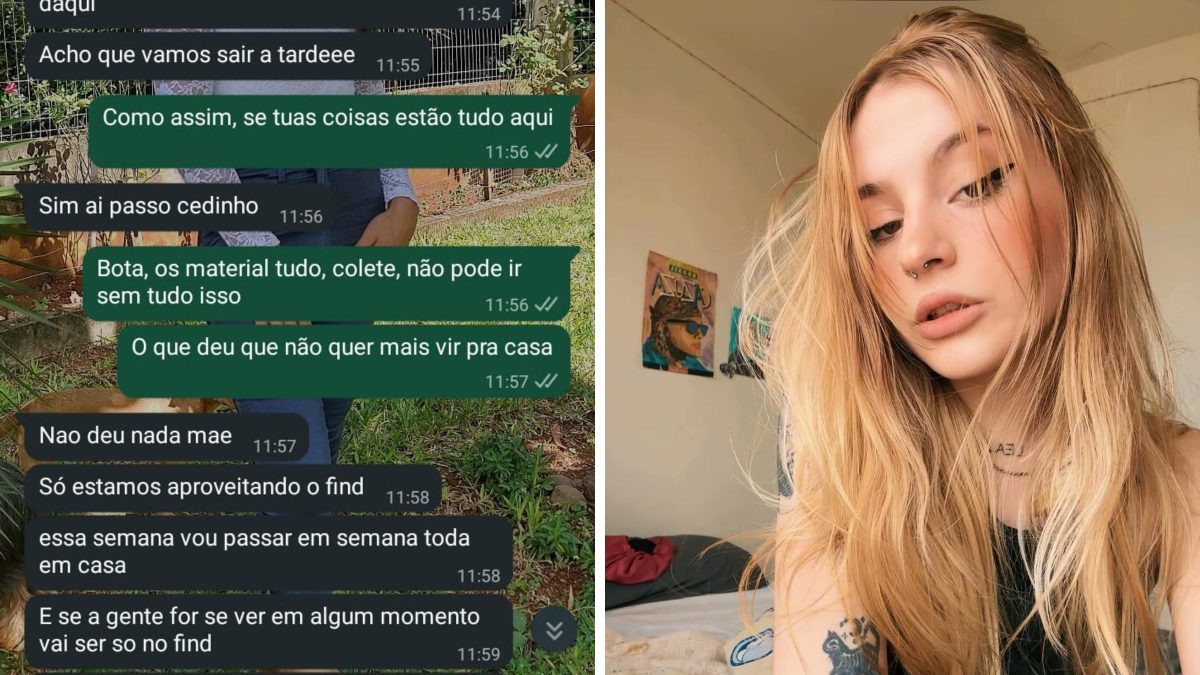 ‘Não deu nada mãe’: prints revelam que namorado se passou por jovem de 19 anos após matá-la com um ‘mata-leão’ em SC