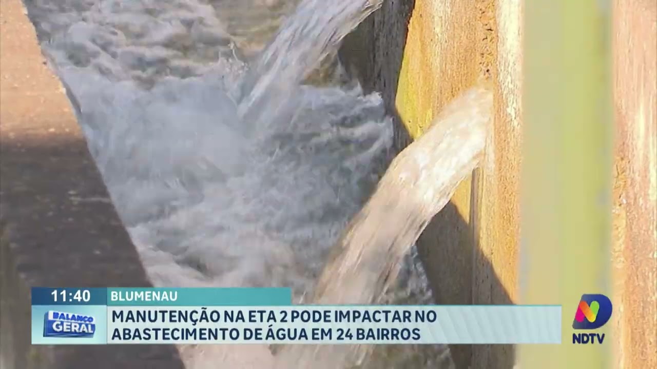 Blumenau: manutenção na ETA 2 pode impactar no abastecimento de água em 24 bairros