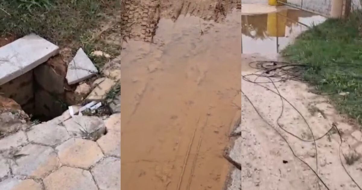 VÍDEO - Moradora reclama de buracos em rua e relata que caminhão arrebentou fios no Dom Joaquim, em Brusque