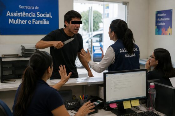 Homem ameaça funcionárias com faca na Assistência Social e é preso em BC
