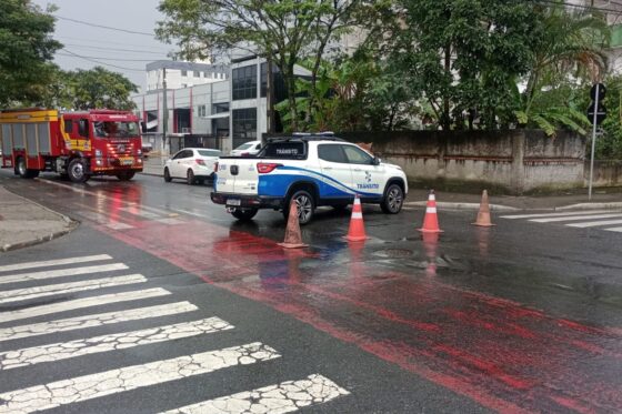 Chamas atingem fios e rua precisa ser interditada durante atendimento dos Bombeiros em BC