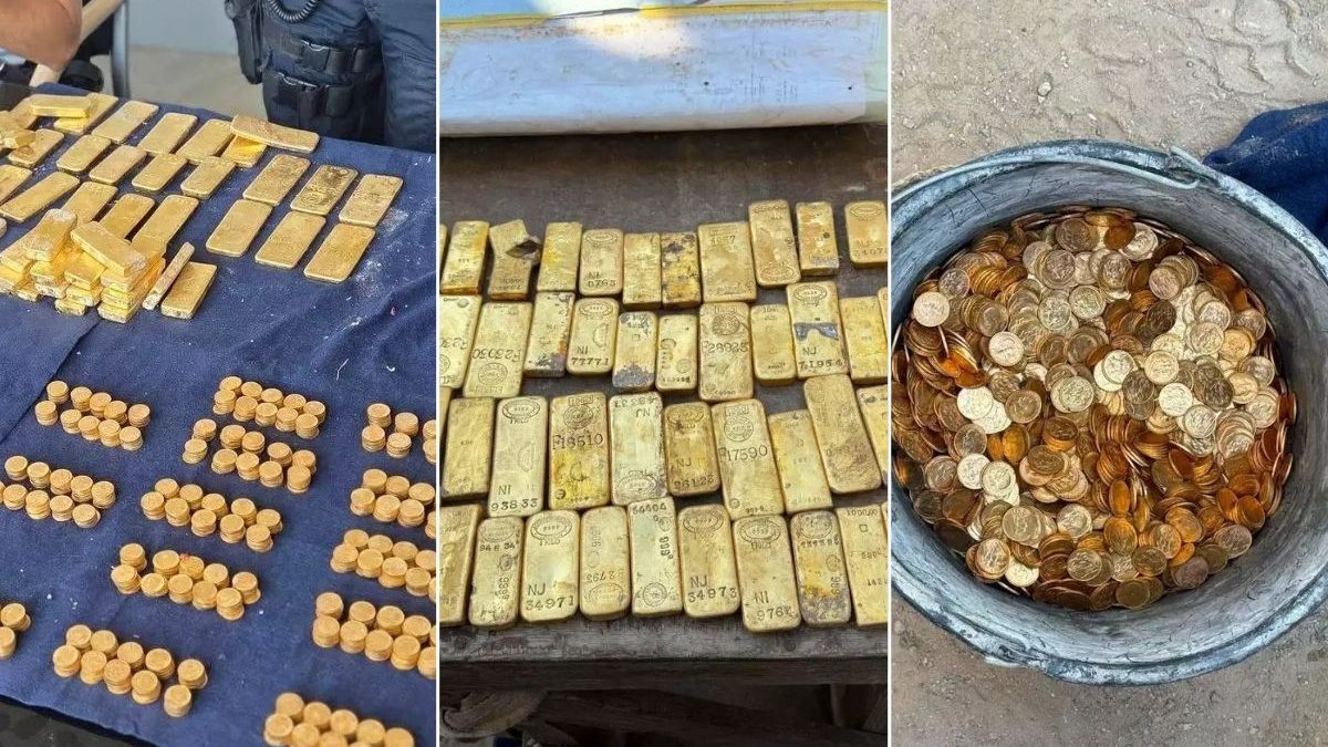 ‘Reação foi de descrença e espanto’: Pedreiros acham R$ 54 milhões em moedas e barras de ouro durante instalação de tubulações de esgoto