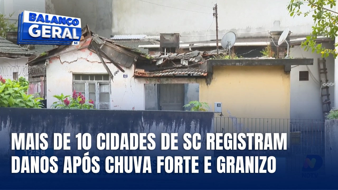 Chuva forte causa estragos em mais de 10 cidades de Santa Catarina