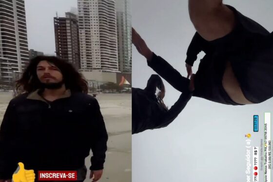 “Tá me gravando?': Streamer é atacado durante live na praia de BC; agressor joga iPhone no mar e foge