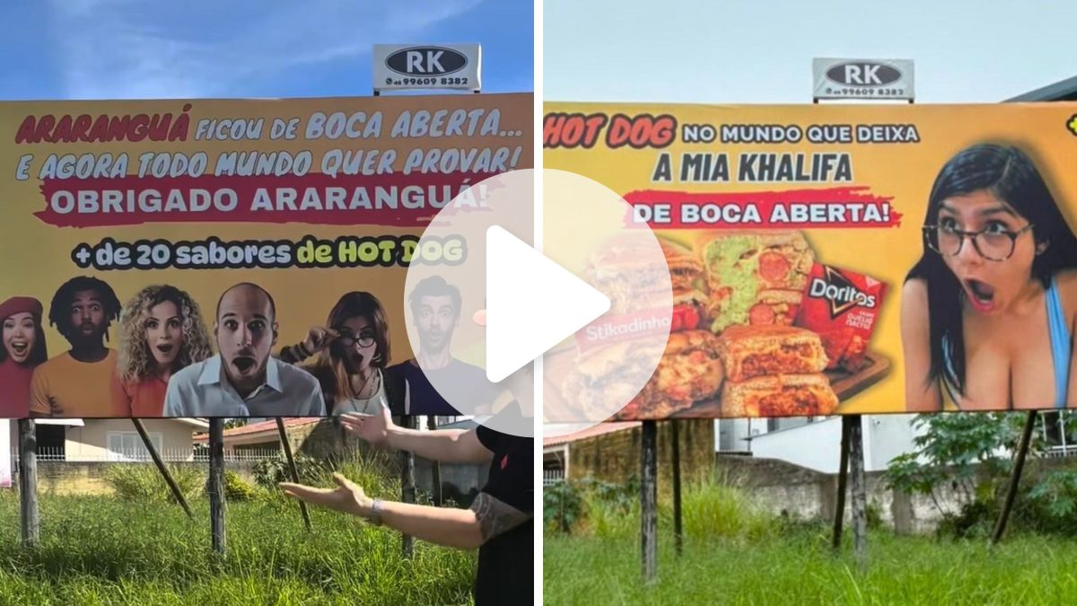 ‘Todo mundo de boca aberta’: lanchonete relembra outdoor com Mia Khalifa ‘de boca aberta’ para promover venda de cachorros quentes após polêmica em SC