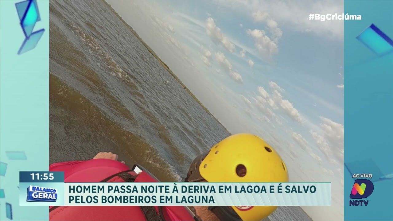 Homem é resgatado após passar noite à deriva em Laguna