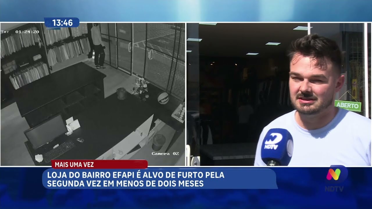 Câmeras registram novo furto em loja que já havia sido invadida