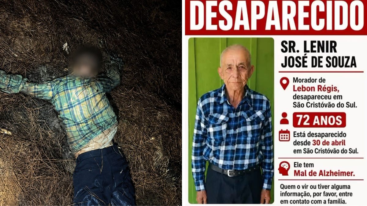 Corpo achado por colhedor de pinhão é identificado como o de idoso com Alzheimer desaparecido há 3 meses em SC