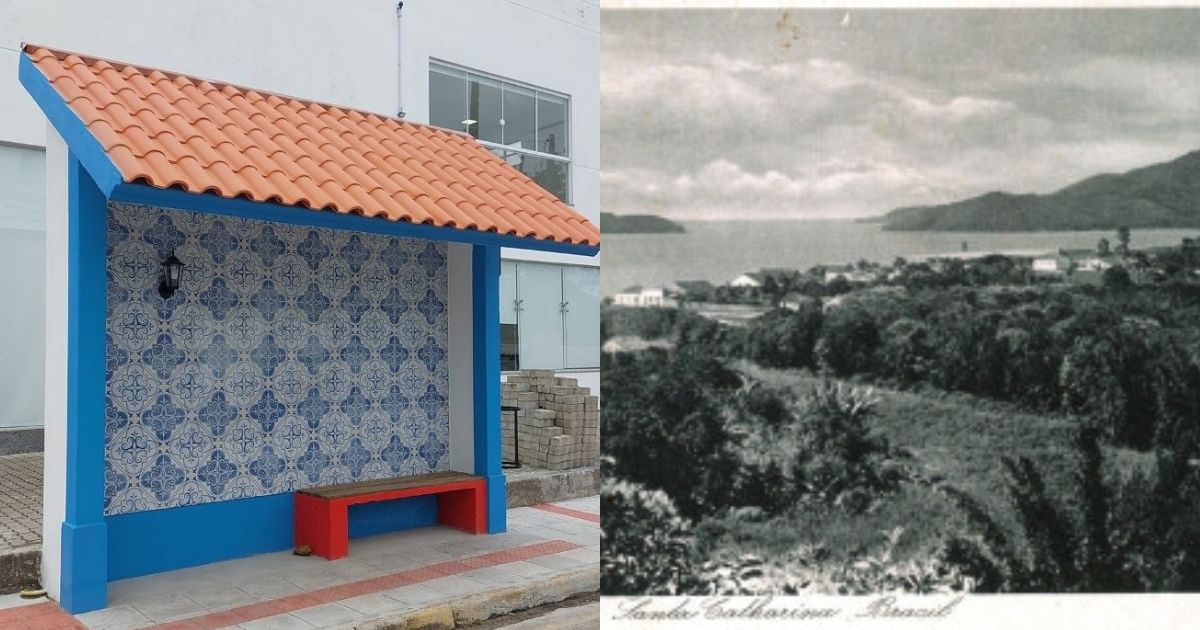 A história por trás dos pontos de ônibus que parecem saídos de charmosas vilas europeias, mas ficam em praia badalada de SC e revelam raízes açorianas