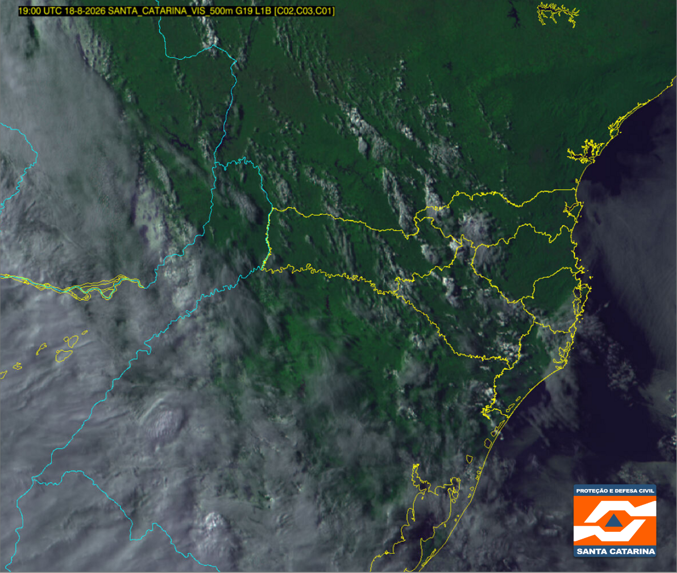 Monitoramento Meteorológico DC/SC 18/08 17:00 - Secretaria de Estado da Proteção e Defesa Civil de Santa Catarina
