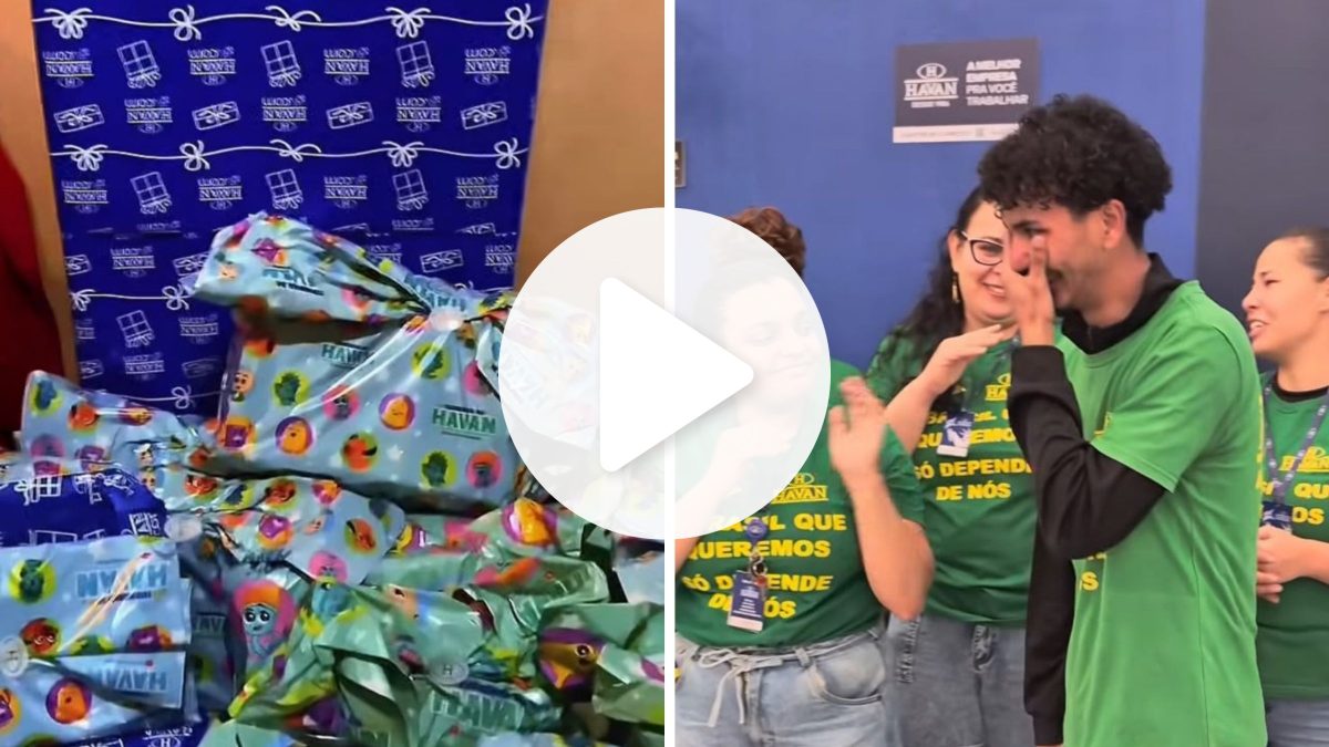 ‘Só agradecer’: Funcionário da Havan ganha surpresa de colegas com diversos produtos da loja após nascimento do primeiro filho em SC