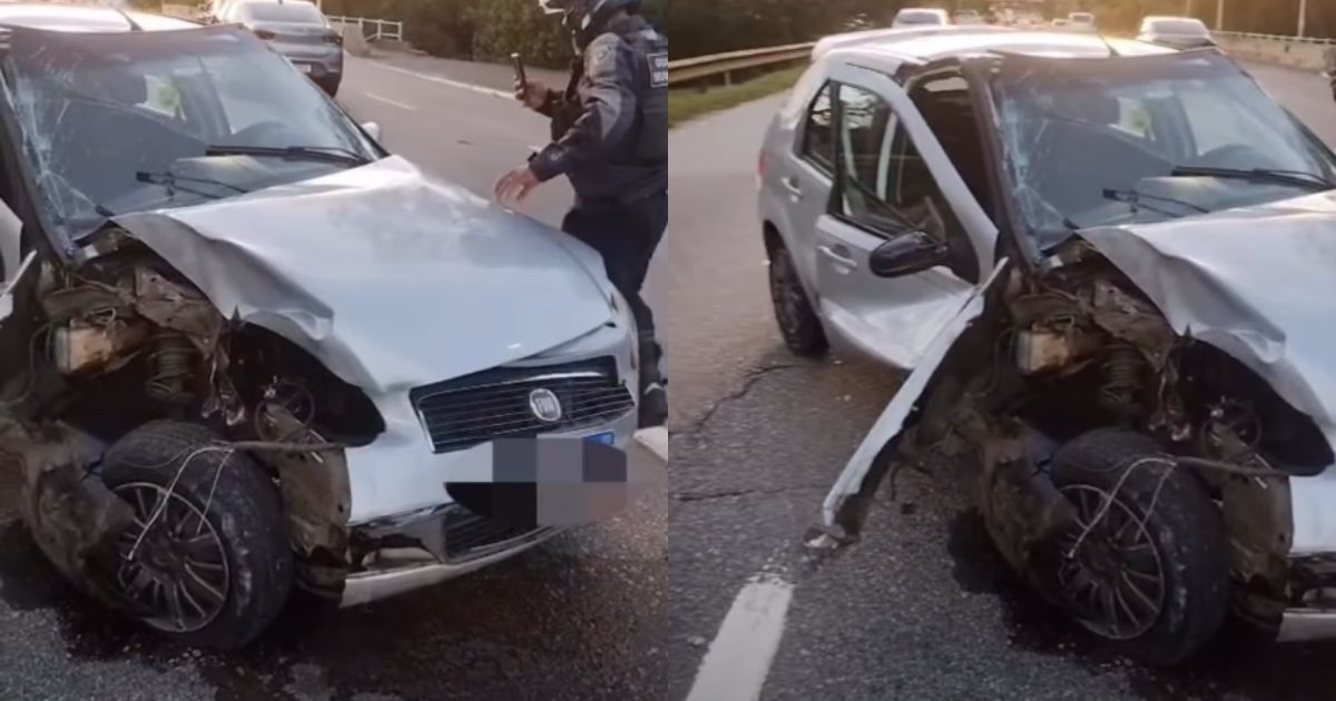Vigilante cochila ao volante, bate em placa e gera trânsito de 7 km na Avenida da Saudade em Florianópolis