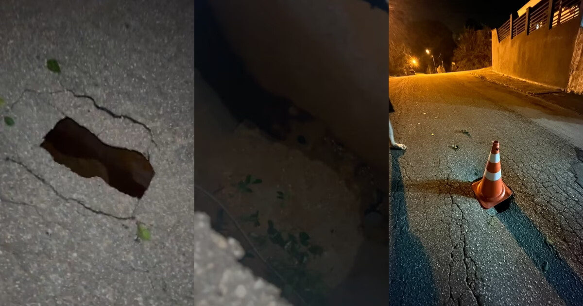 VÍDEO - Buraco aberto em rua do Souza Cruz, em Brusque, preocupa moradores