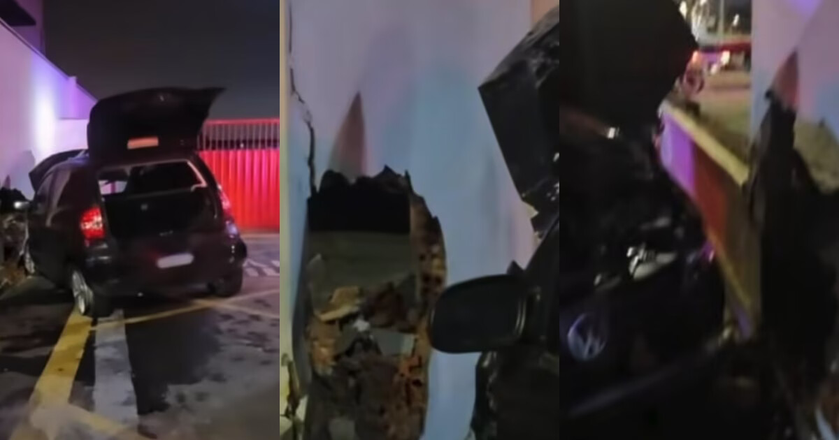 VÍDEO - Motorista com CNH vencida bate contra muro do Corpo de Bombeiros em Itajaí
