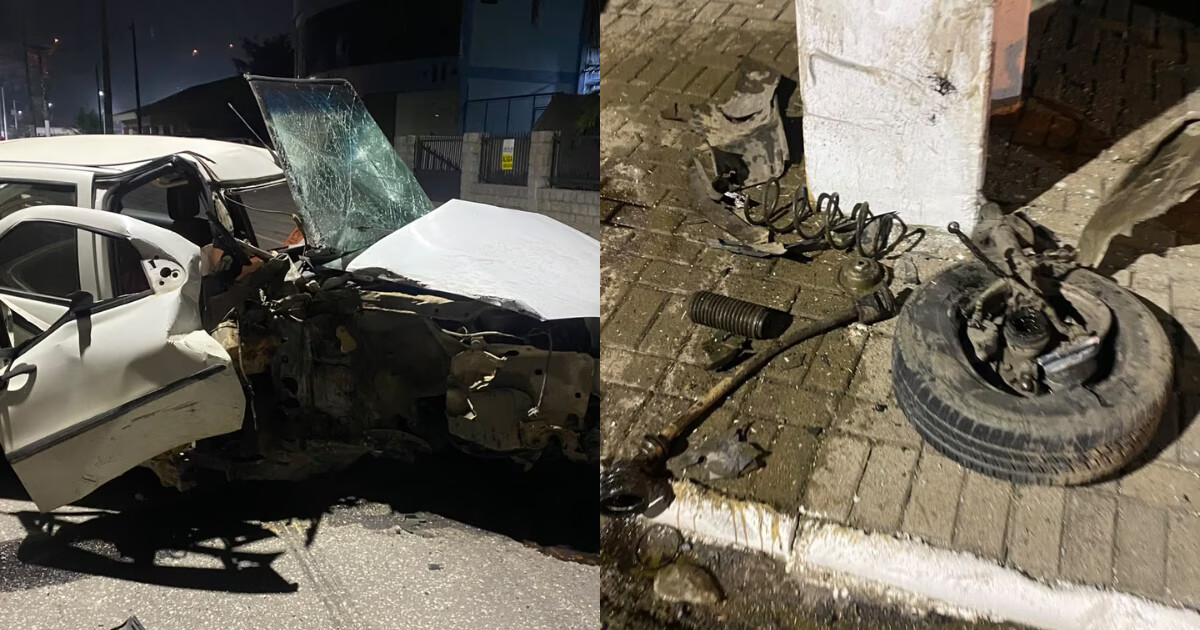 Motorista perde controle e bate contra poste em Brusque
