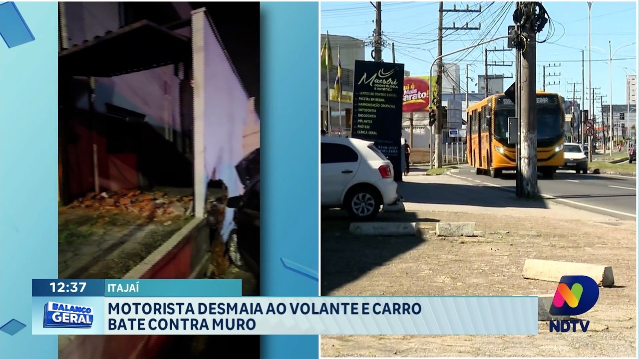 Motorista desmaia ao volante e bate contra muro em Itajaí