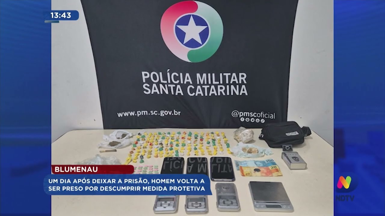 Blumenau: um dia após deixar a prisão, homem volta a ser preso por descumprir medida protetiva