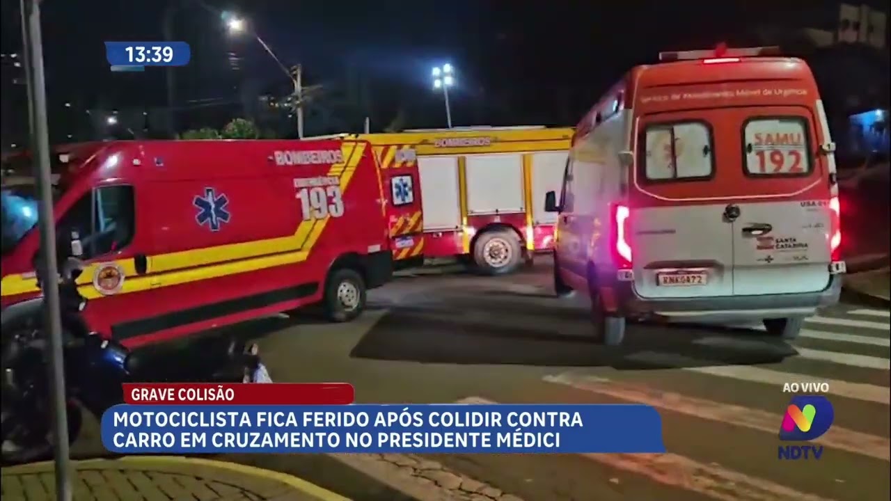 Motociclista fica gravemente ferido em acidente no Presidente Médici