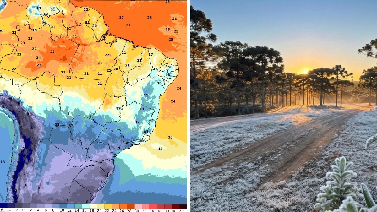 Sul enfrenta frio e geada enquanto Norte e Nordeste têm calor de até 39°C