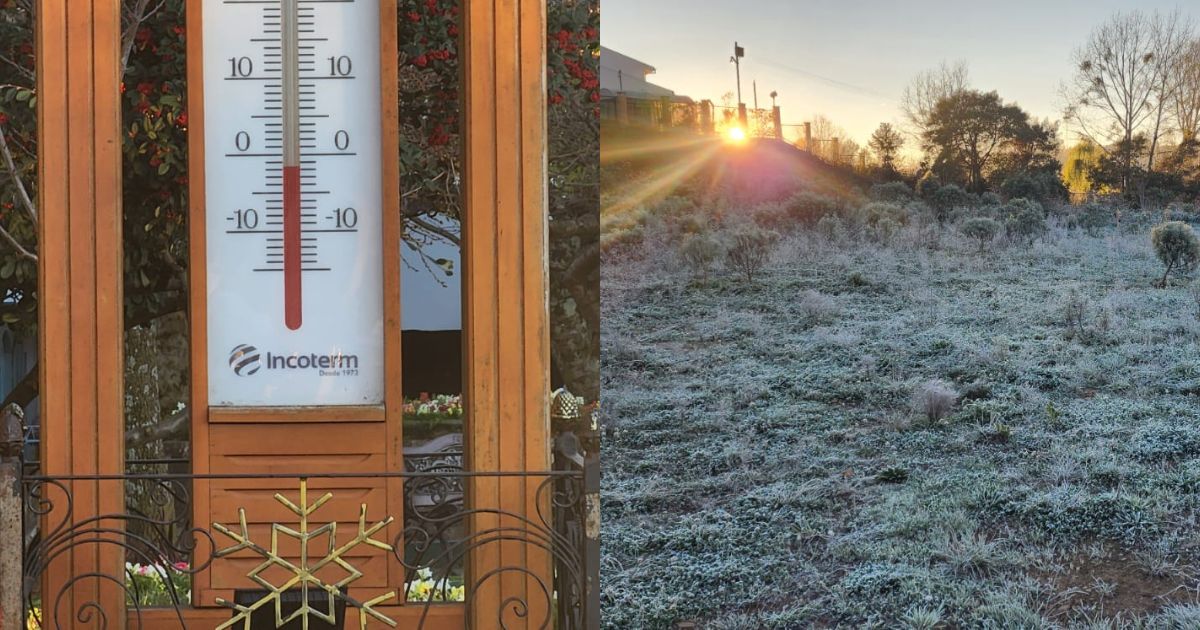 Com temperatura de -9,1°C, frio intenso e geada ‘congelam’ cidades de SC e pintam paisagens de branco