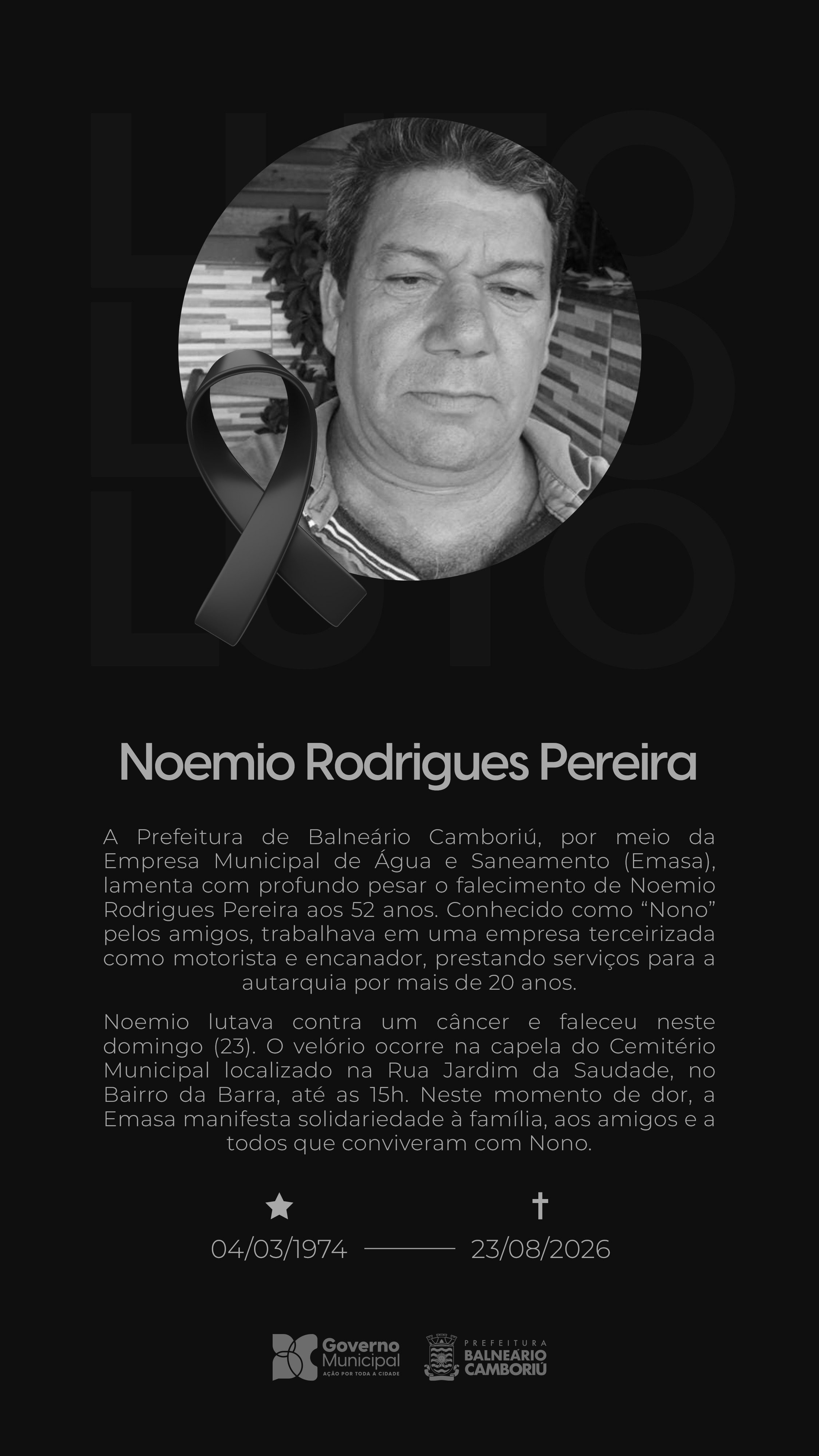 Nota de Pesar - Noemio Rodrigues Pereira