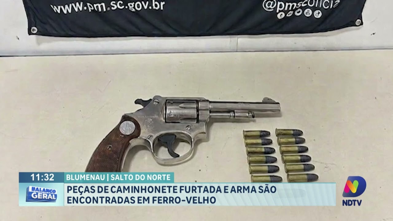 Salto do Norte: peças de caminhonete furtada e arma são encontradas em ferro-velho, em Blumenau