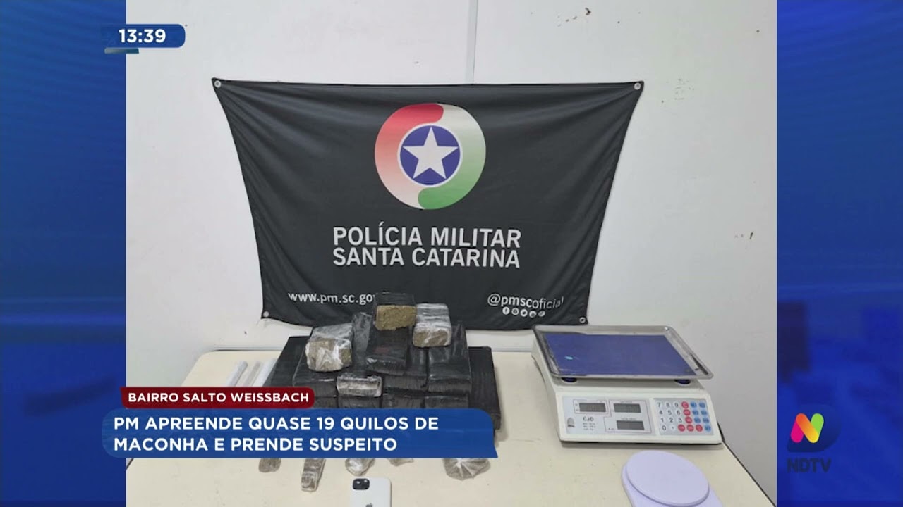 Bairro Salto Weissbach: PM apreende quase 19 quilos de maconha e prende suspeito