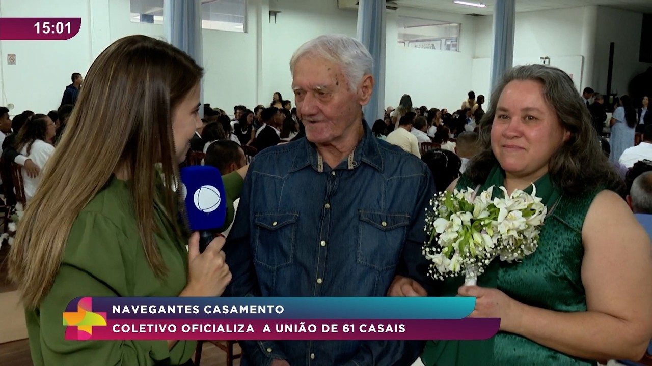 Navegantes realiza casamento coletivo e celebra união de 61 casais