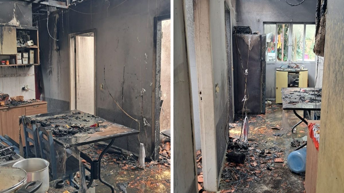 Incêndio de grandes proporções se alastra rapidamente e deixa casa danificada em SC