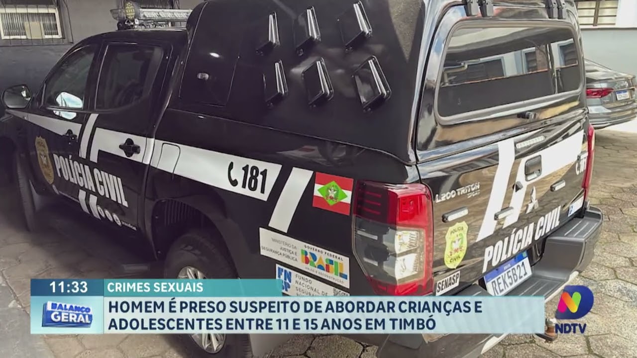 Homem é preso suspeito de abordar crianças e adolescentes entre 11 e 15 anos em Timbó
