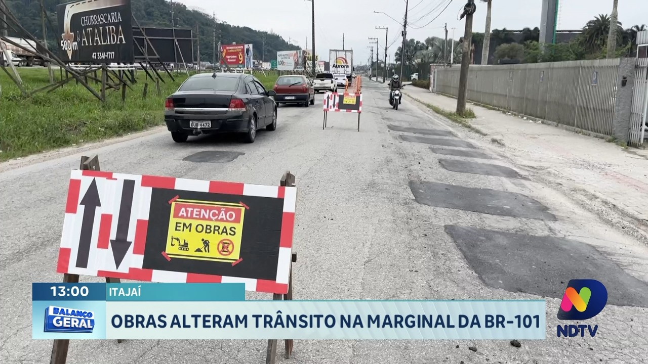 Obras provocam mudanças no trânsito da BR-101 em Itajaí
