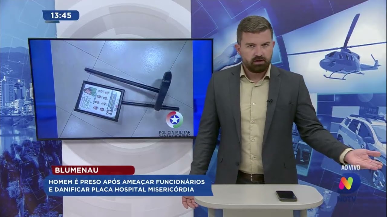 Blumenau: homem é preso após ameaçar funcionários e danificar palca no Hospital Misericórdia
