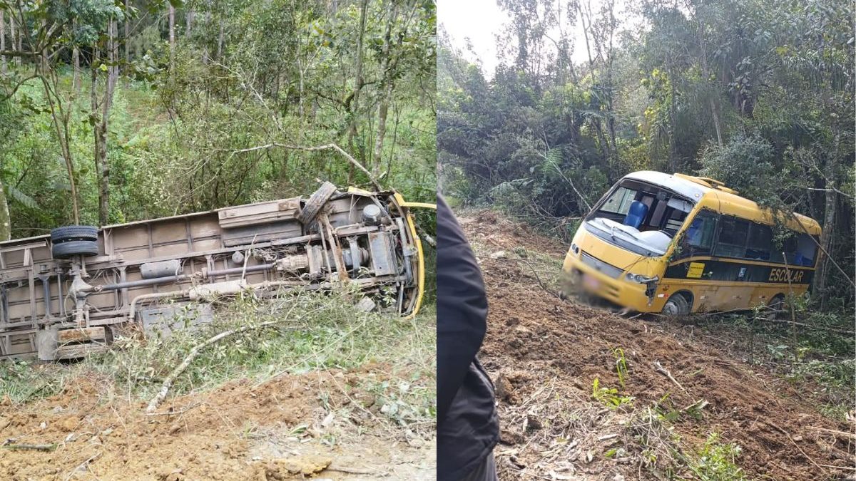 Crianças feridas após ônibus escolar tombar em ribanceira recebem alta em SC