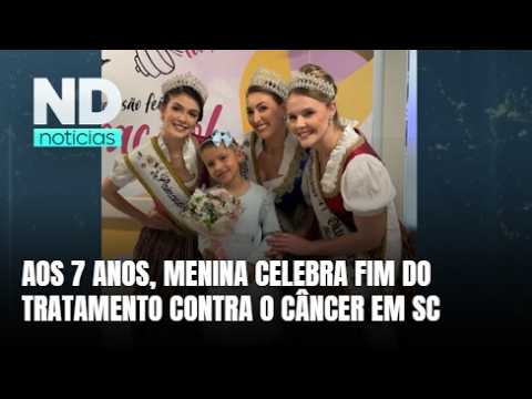 Helena, de 7 anos, celebra fim do tratamento contra o câncer em Gaspar