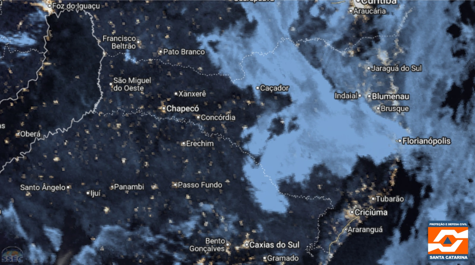Monitoramento Meteorológico DC/SC 27/08 5:45 - Secretaria de Estado da Proteção e Defesa Civil de Santa Catarina