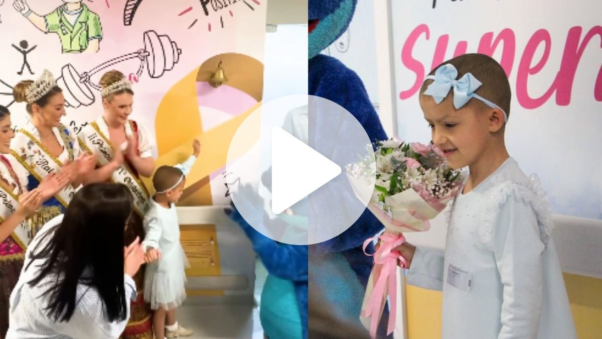 VÍDEO: Após meses de luta contra o câncer, menina de 7 anos emociona ao tocar o sino da última quimioterapia em SC