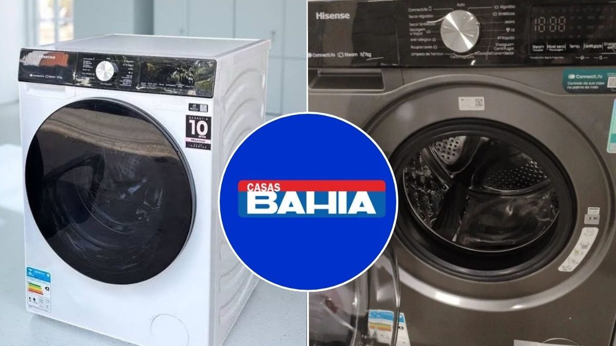 Leilão da Casas Bahia tem lava e seca com Wi-Fi a leilão por R$ 1 mil; 11 modos de lavagem fazem item virar disputa