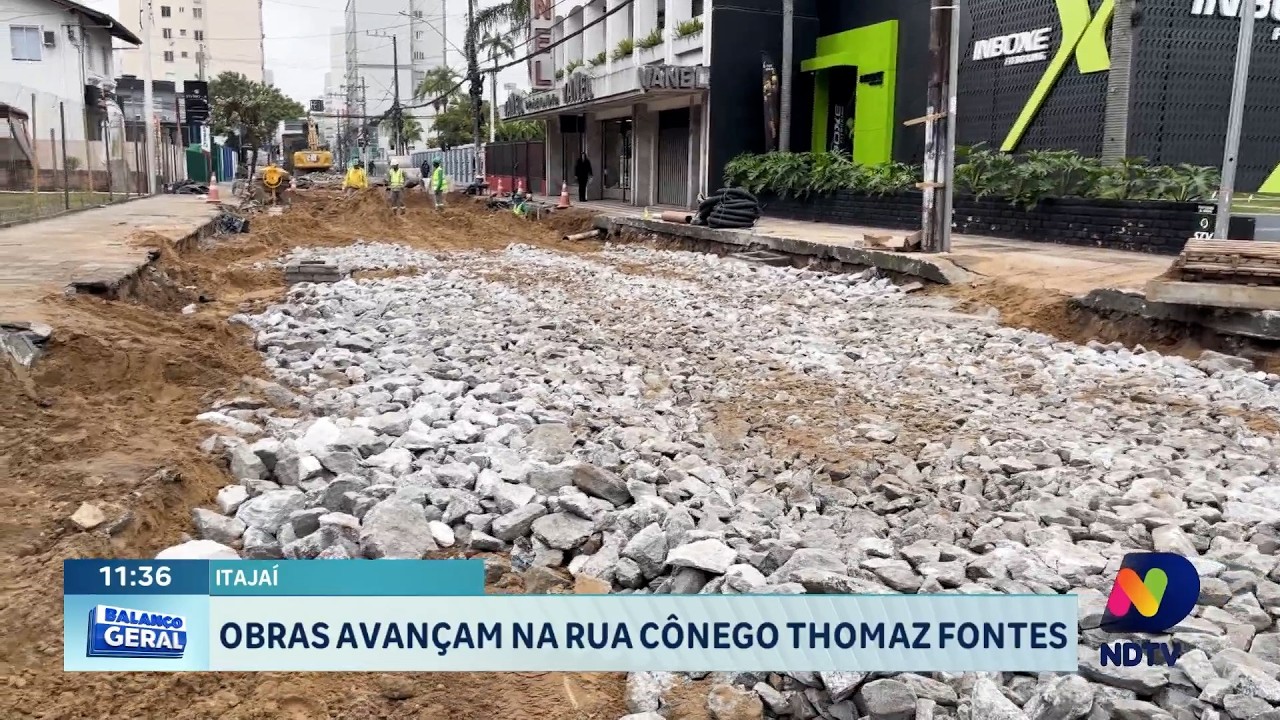 Itajaí: obras avançam e mudam cenário da Rua Cônego Thomaz Fontes
