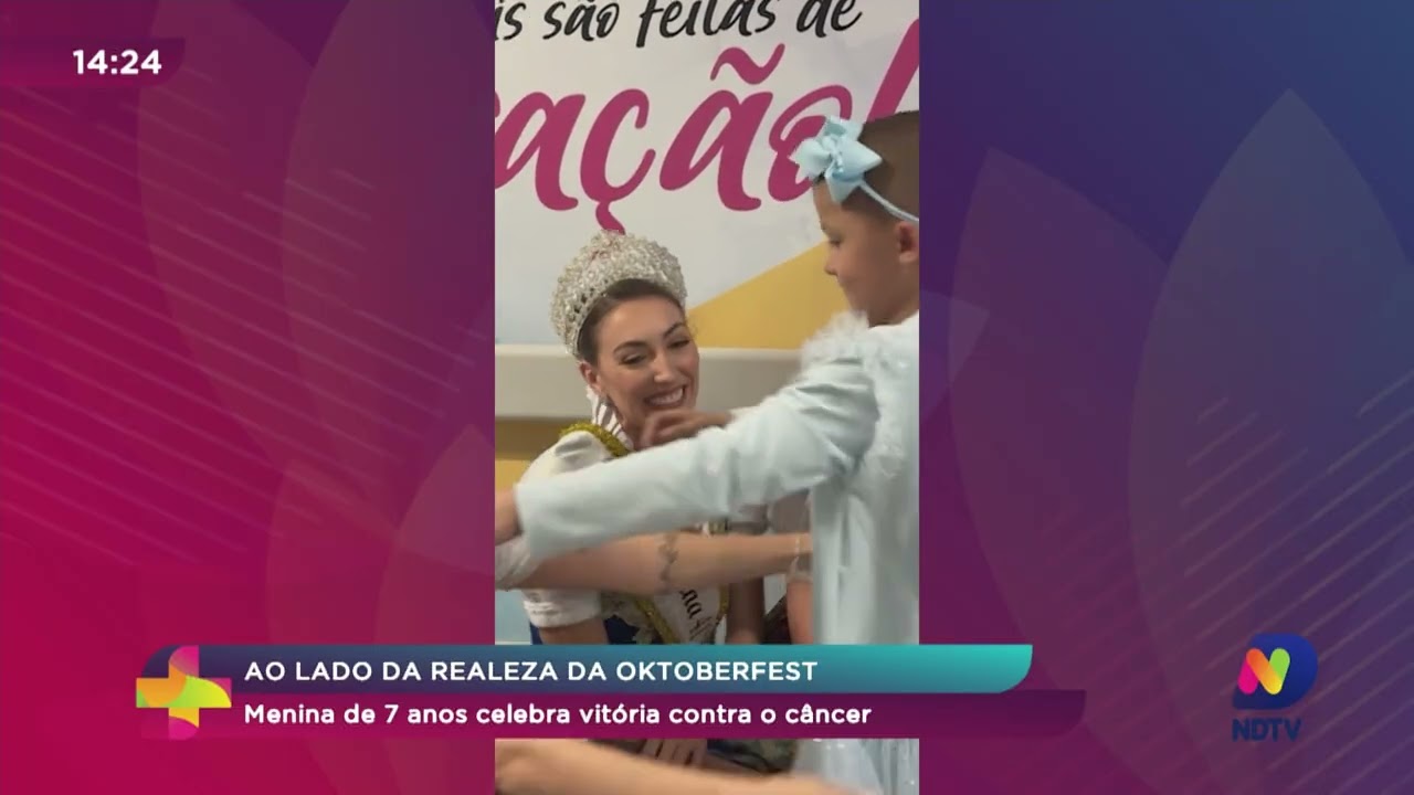 Menina de 7 anos celebra vitória contra o câncer