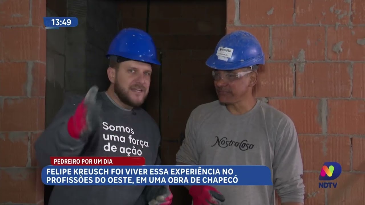 Pedreiro por um dia: repórter encara rotina pesada em Chapecó