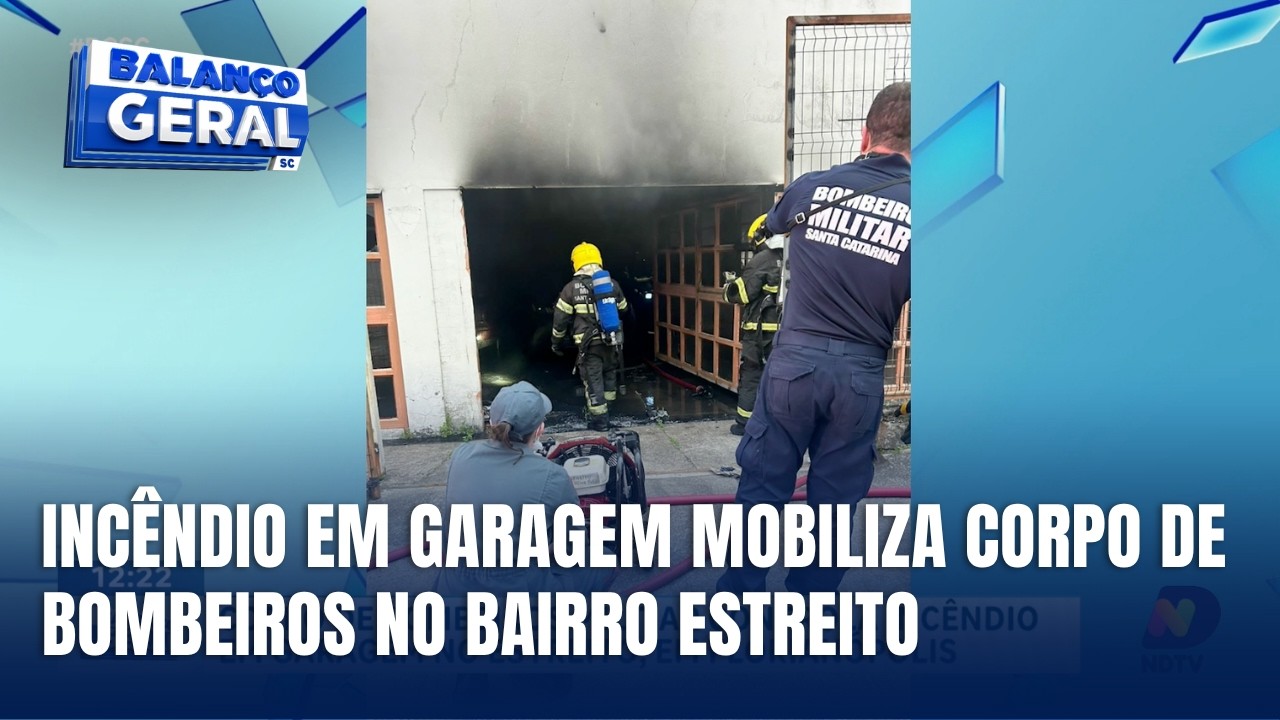 Incêndio em garagem assusta moradores e mobiliza bombeiros em Florianópolis
