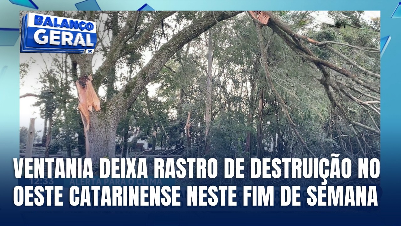 Ventos fortes causam estragos e incêndio no Oeste de Santa Catarina