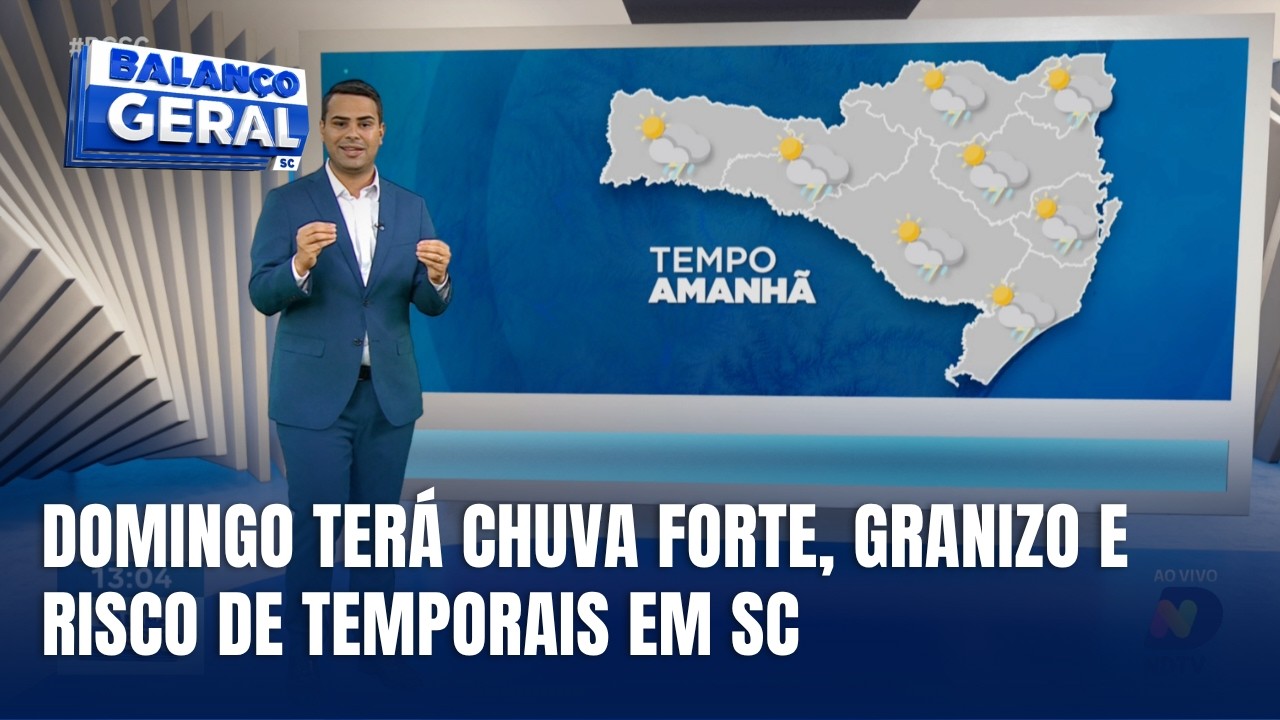 Central do Tempo – Domingo terá chuva intensa e risco de temporais em Santa Catarina