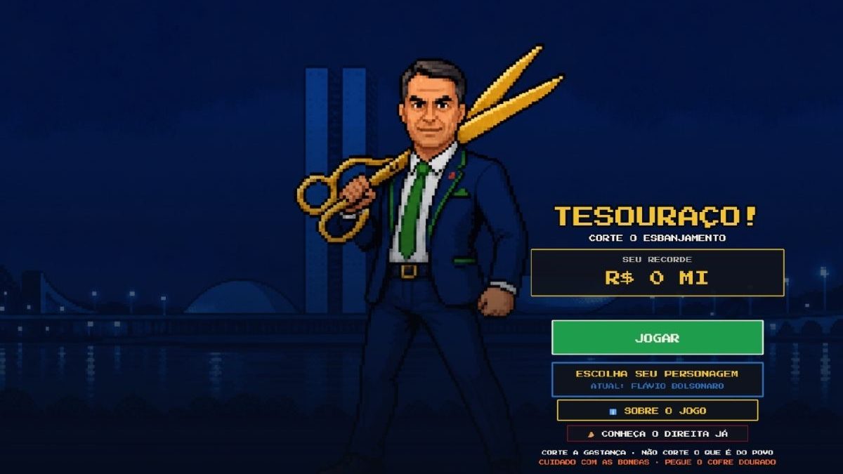 Flávio Bolsonaro lança ‘Tesouraço’, jogo em que usuário corta gastos do governo Lula com viagens, cartão corporativo e publicidade