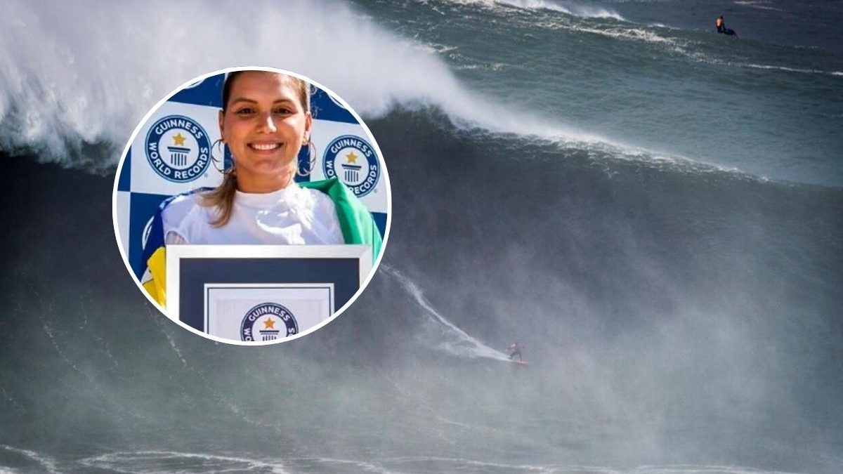 Aos 33 anos, brasileira quebra próprio recorde de maior onda já surfada por uma mulher no mundo, encarando desafio equivalente a prédio de 7 andares